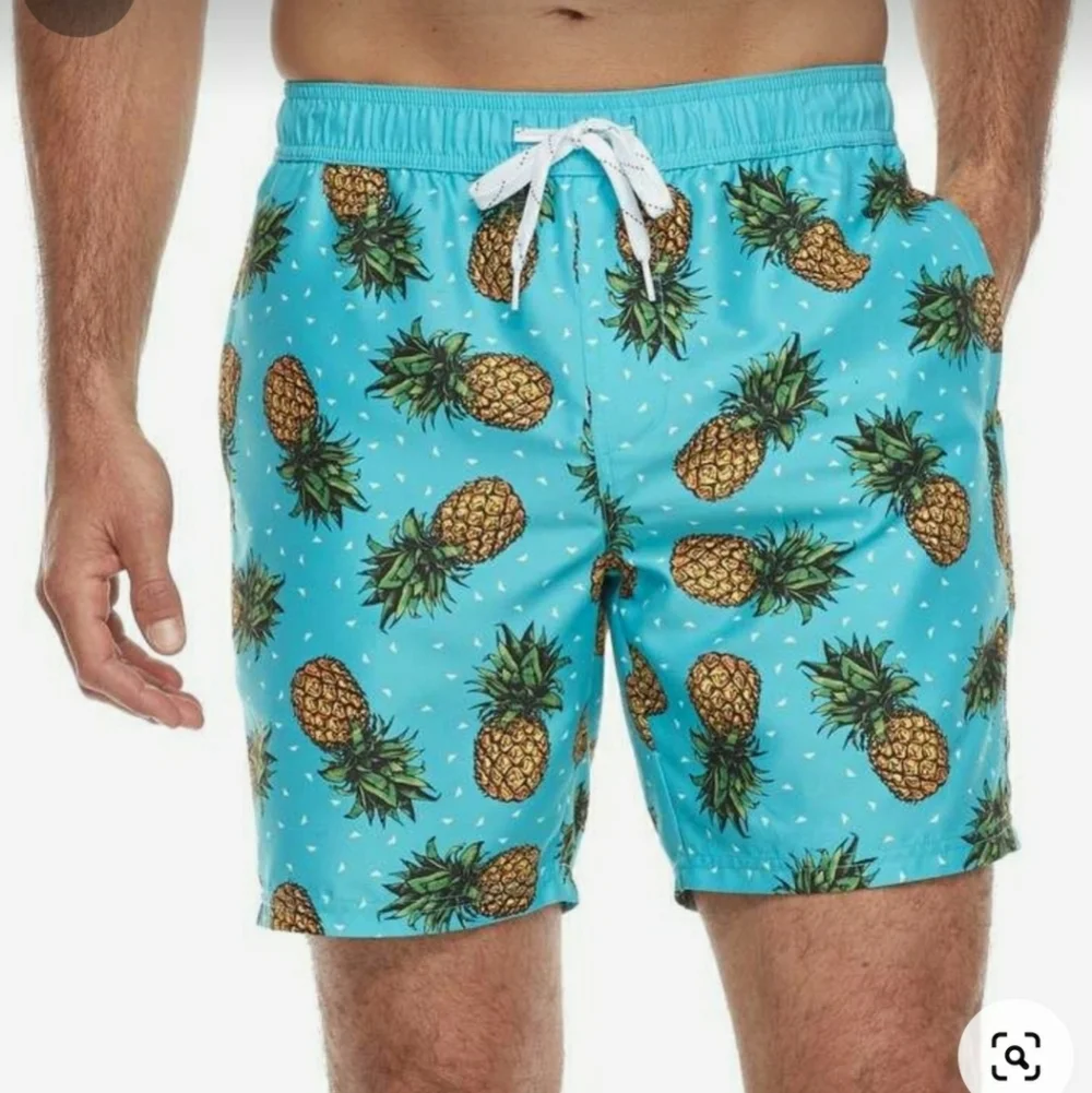 Men's Trinity Collective Pineapple Slim-Fit Elastic Swim Shorts, Size L